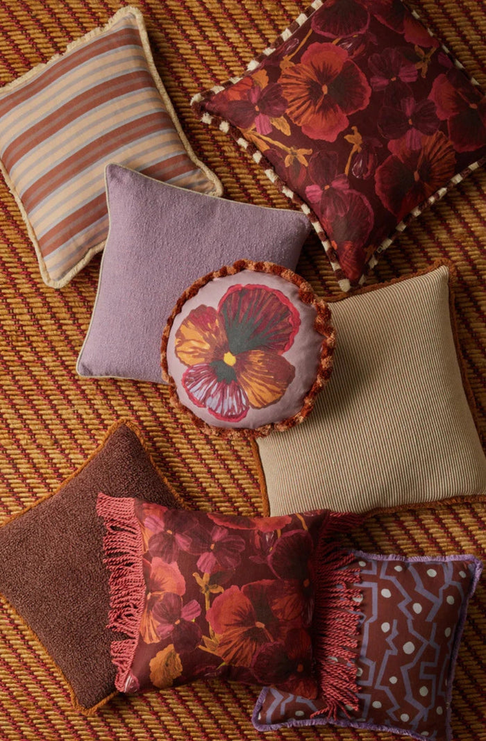 Wild Pansy Dark Cerise Cushion