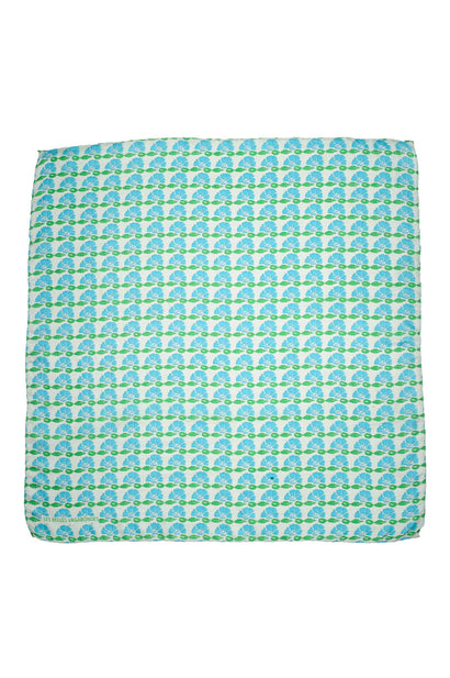 Silk Scarf - Mini Bagatelle Turquoise - Square