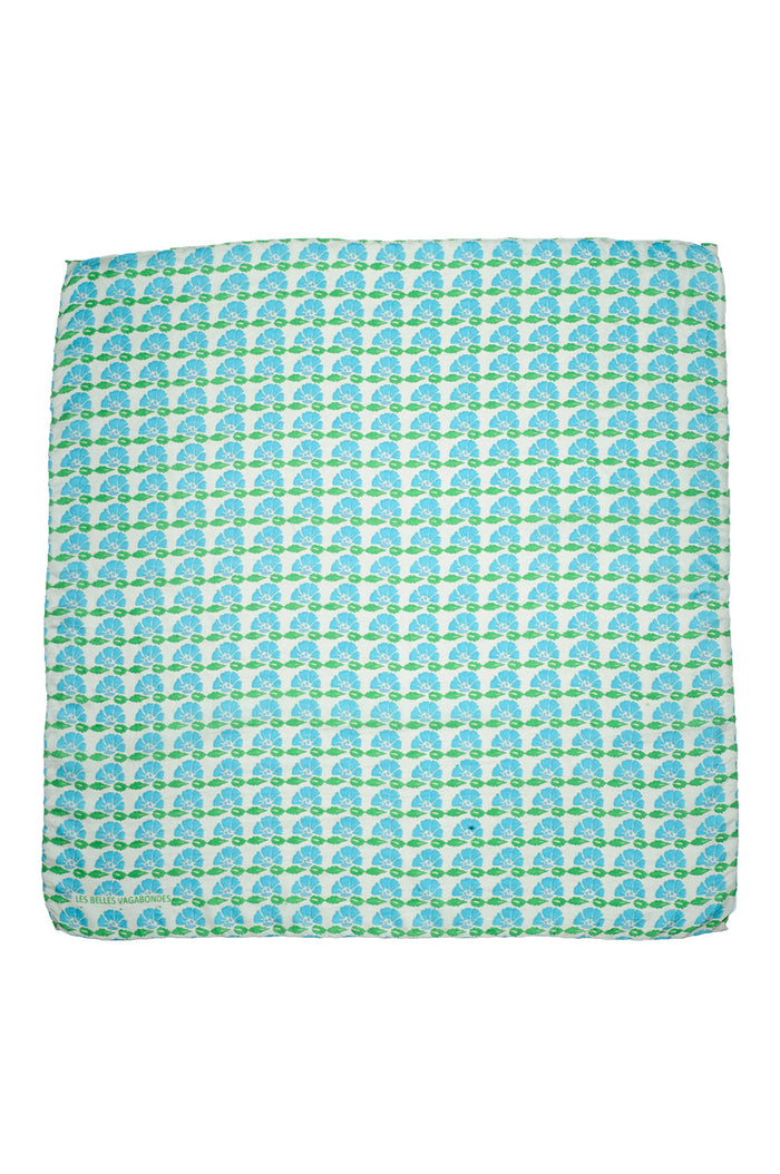 Silk Scarf - Mini Bagatelle Turquoise - Square