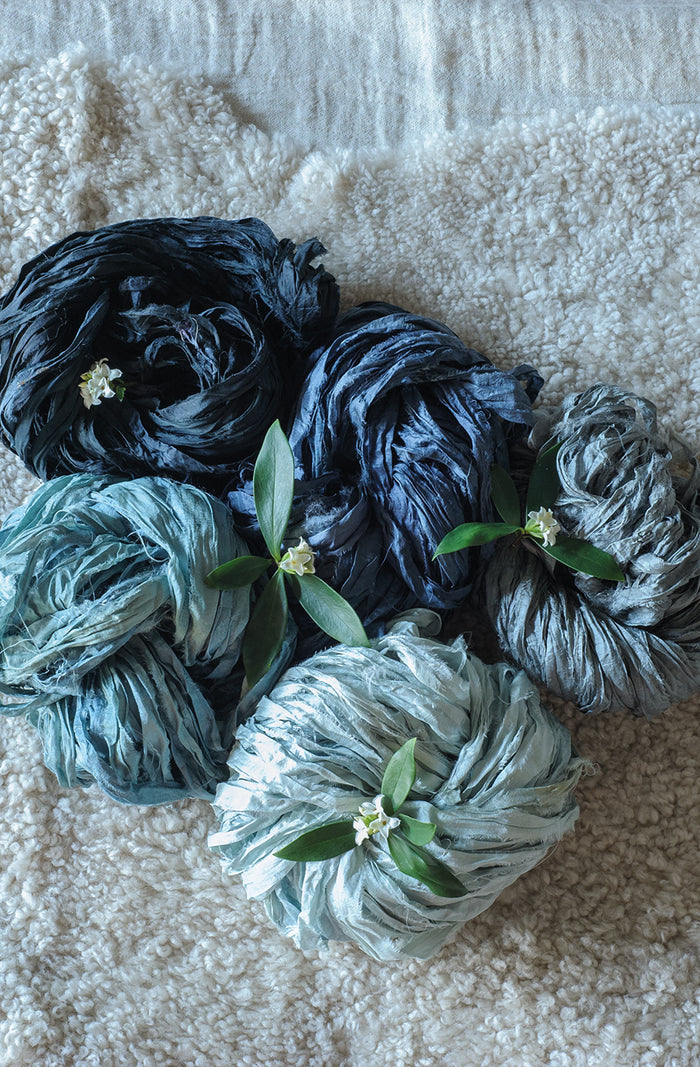 Silk Sari Ribbon - Sky