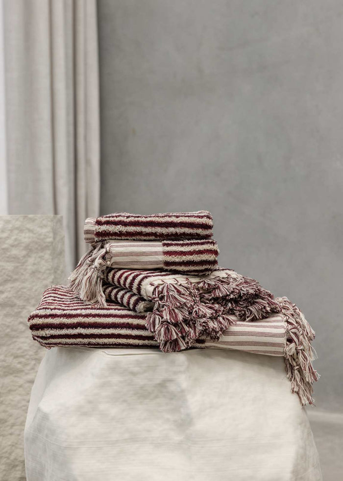 Burgundy Stripe Bath Mat
