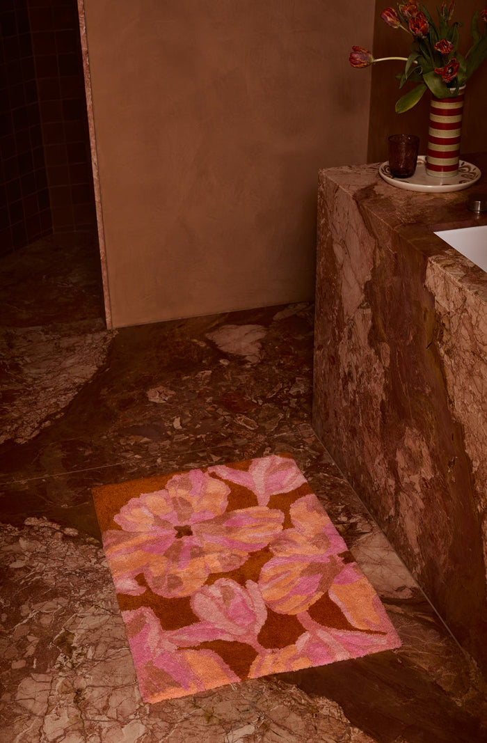 Dutch Floral Pink Bath Mat