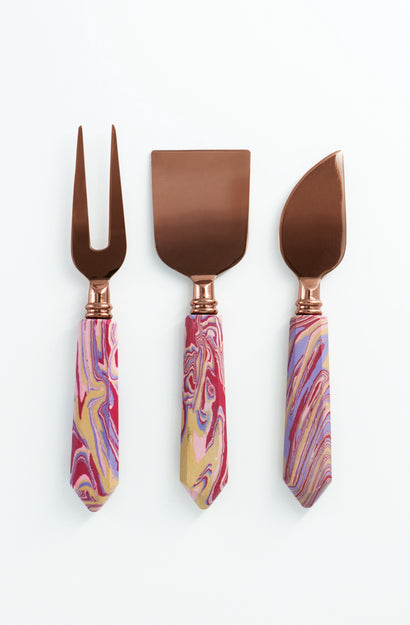 Cheese Knife Set - Pink Marble