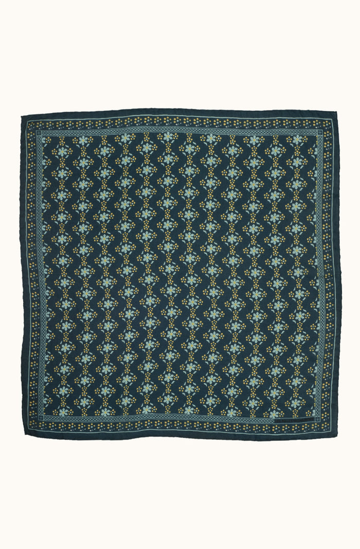 Silk Scarf - Natasha Marine - Square