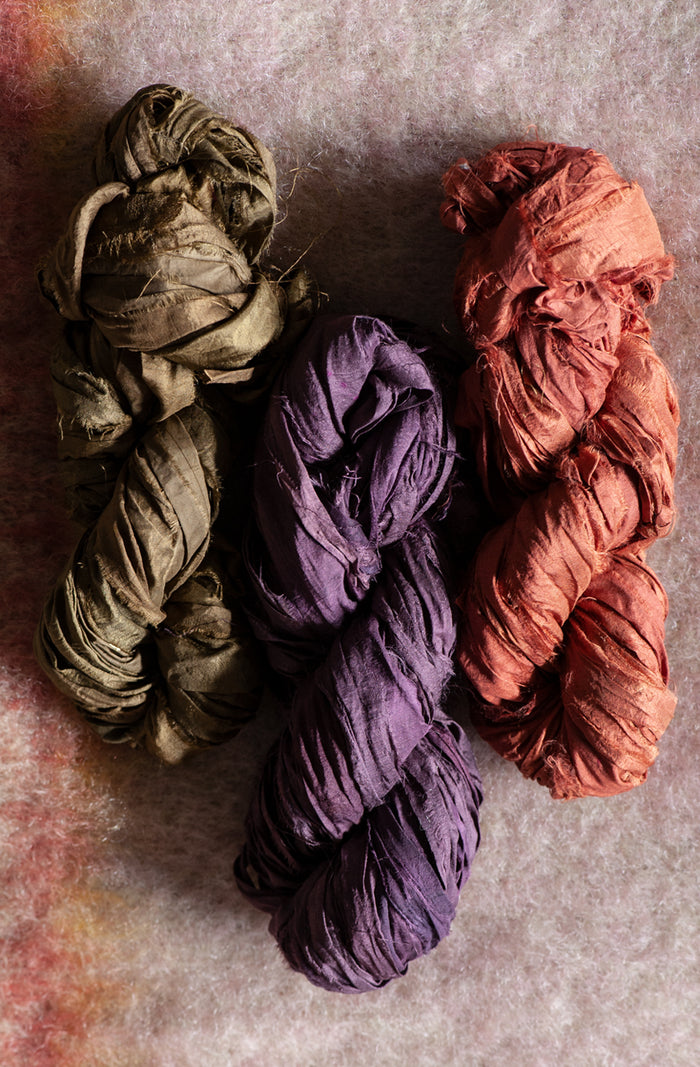 Silk Sari Ribbon - Antique Moss