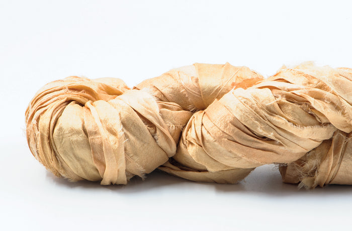 Silk Sari Ribbon - Clay
