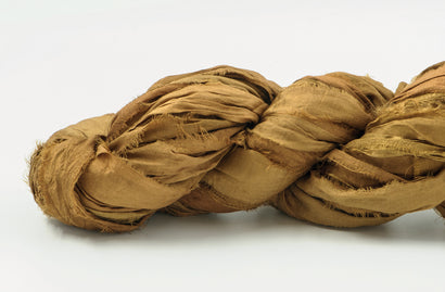 Silk Sari Ribbon - Dark Ochre