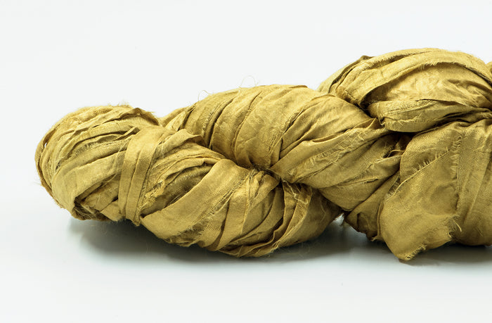 Silk Sari Ribbon - Olive