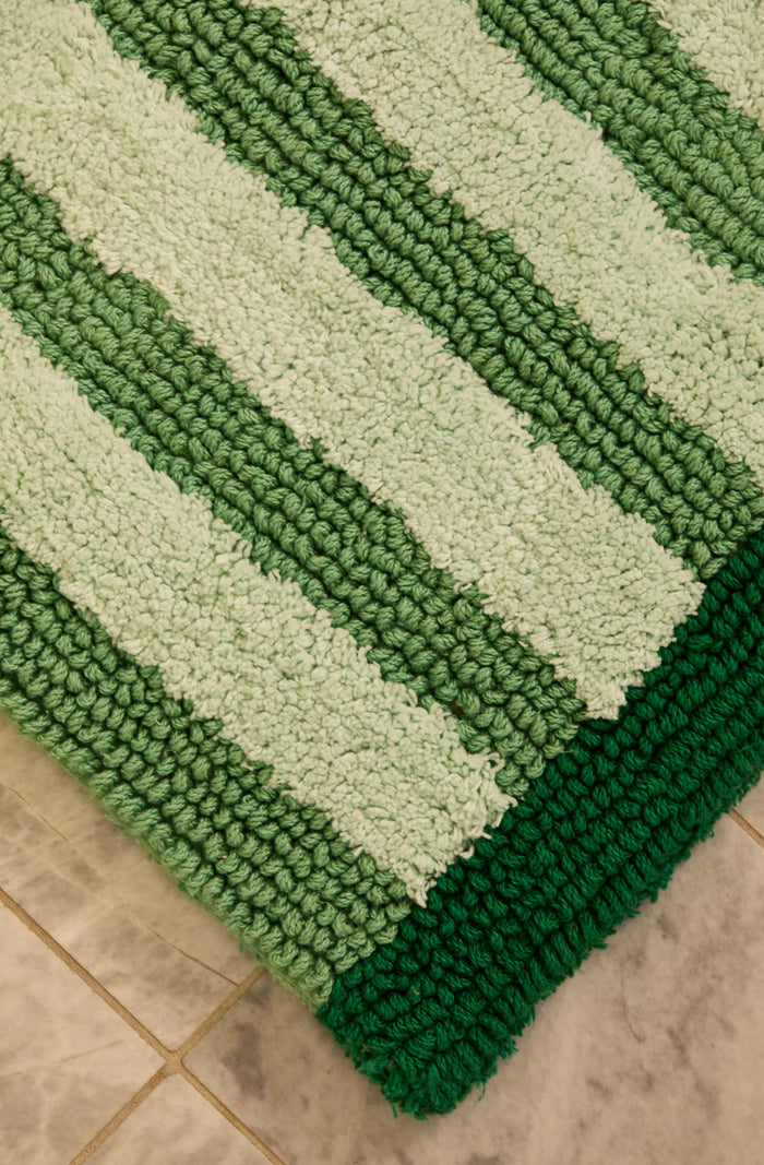 Stripe Reversible Green Bath Mat