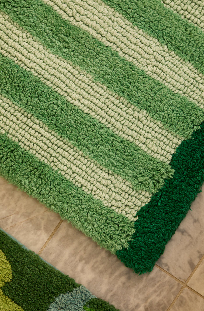 Stripe Reversible Green Bath Mat