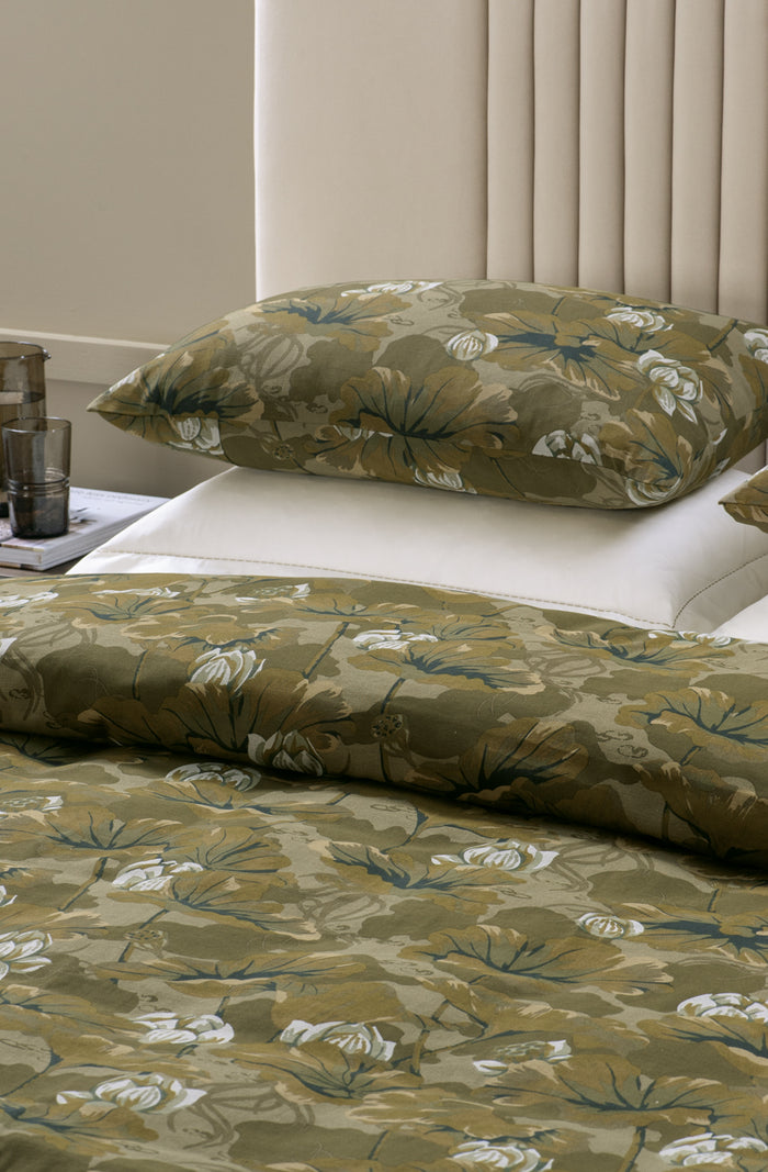 Waterlily Olive Duvet Cover Set