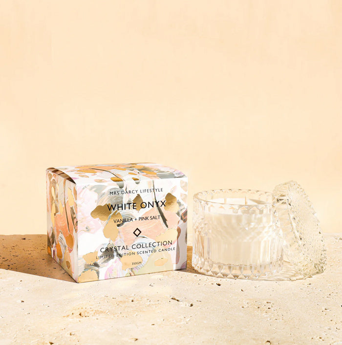Candle - White Onyx - Vanilla + Pink Salt