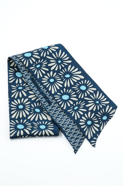 Silk Scarf - Zinnia Marine Navy - Bandeau