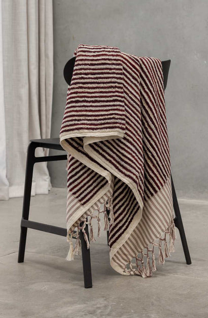 Burgundy Stripe Bath Towel