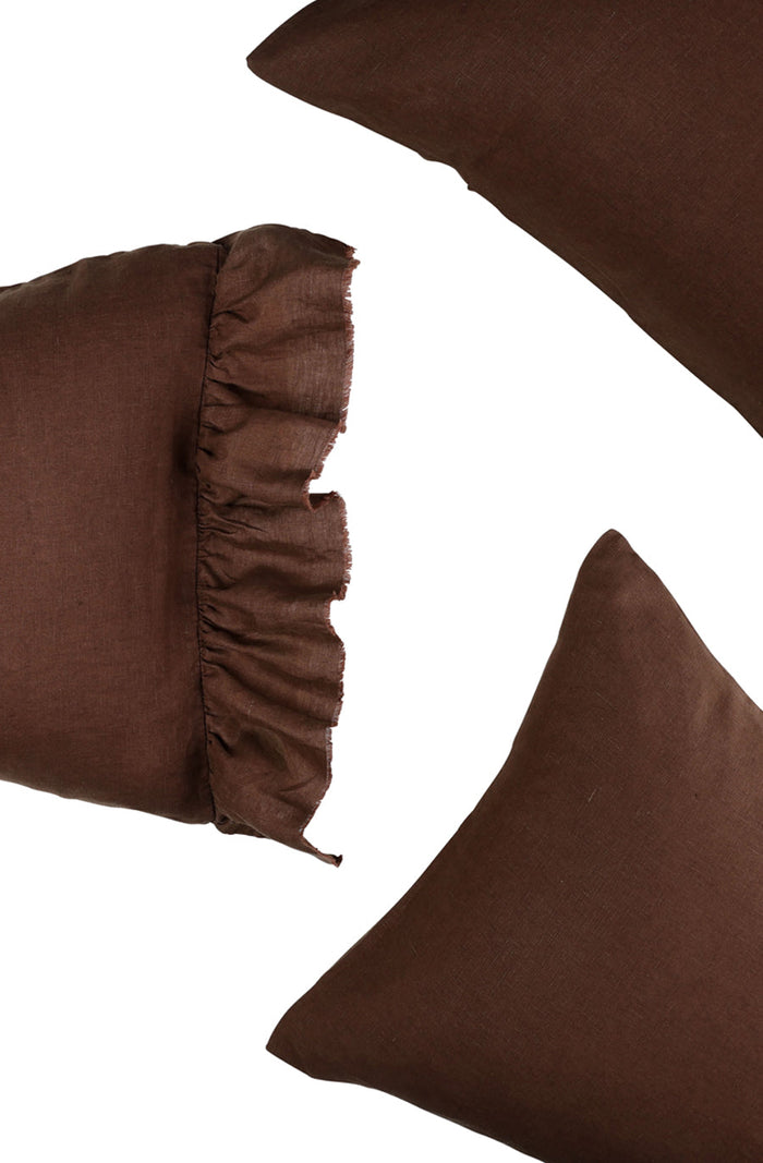 Chocolate Ruffle Pillowcase - Set of 2