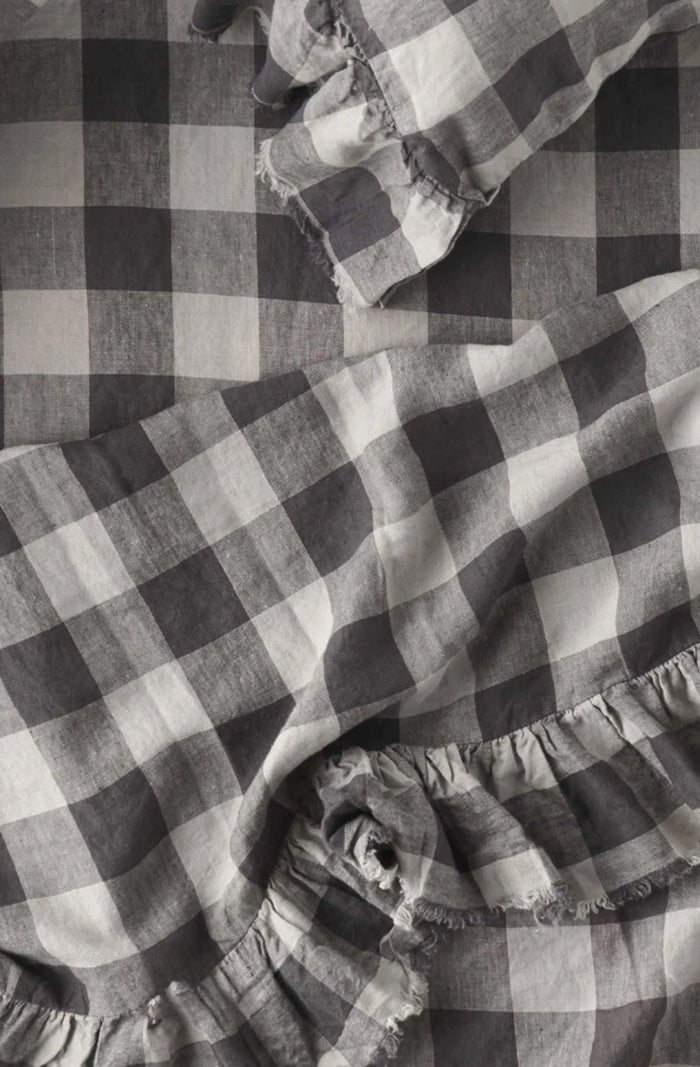 Licorice Gingham Ruffle Flat Sheet