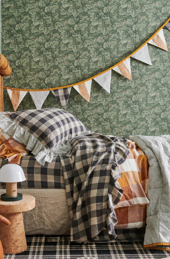 Licorice Gingham Ruffle Flat Sheet