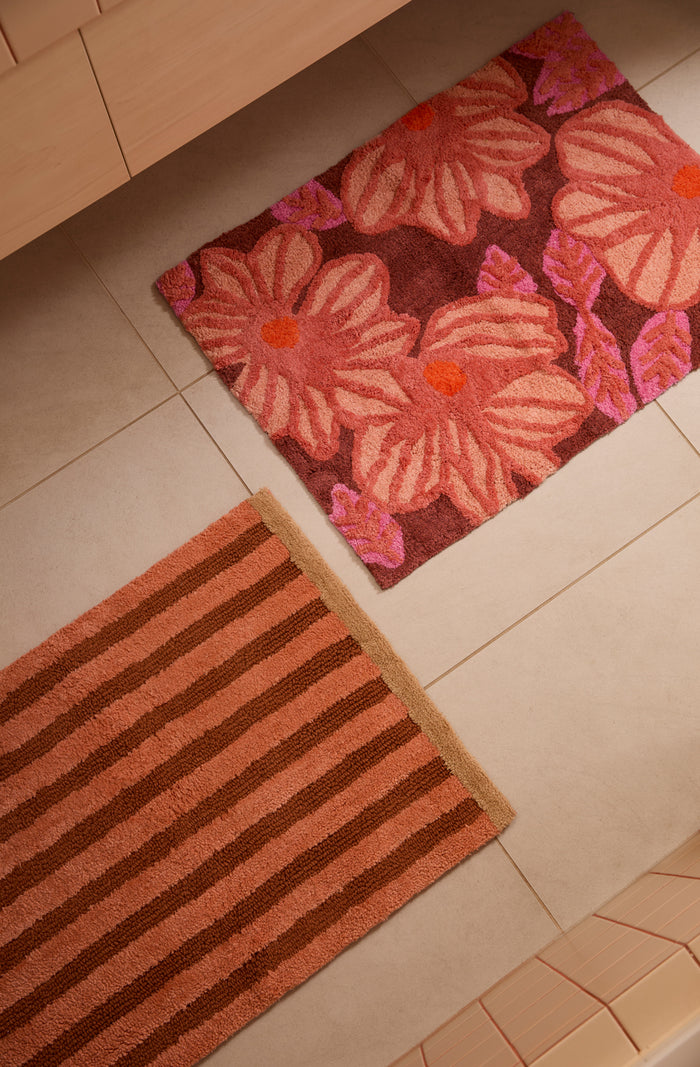 Stripe Terracotta Long Bath Mat