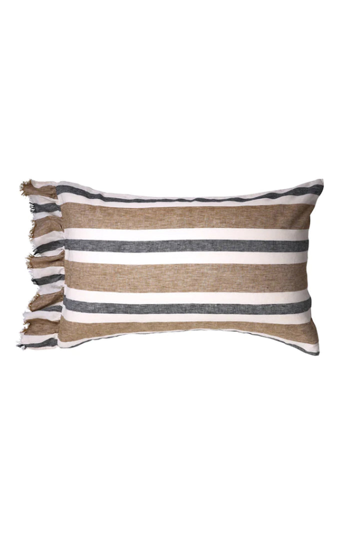 Taupe Stripe Ruffle Pillowcase - Set of 2