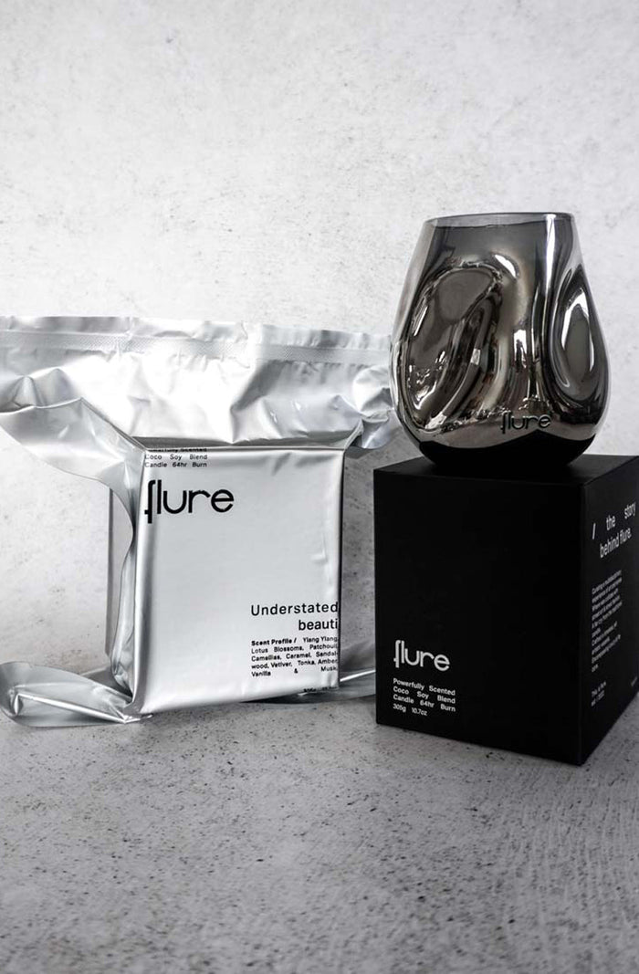 Glass Candle - Understated Beauti - Ylang Ylang, Lotus Blossoms, Patchouli, Camellias, Caramel, Sandalwood