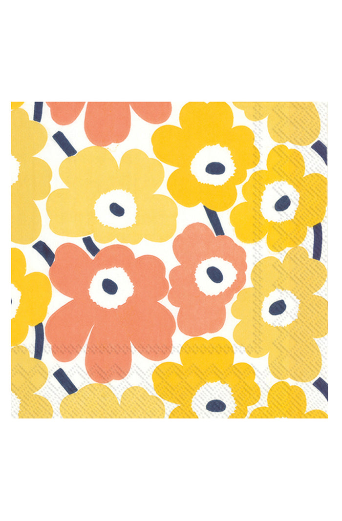 Marimekko Unikko Mini Unikko Yellow Cocktail Napkin Set