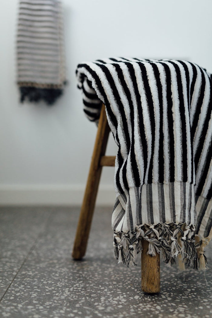 Black Stripe Bath Towel