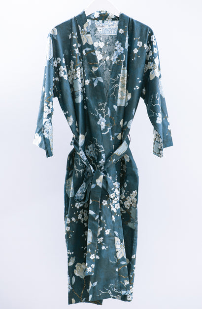 Ikebana Teal Housecoat