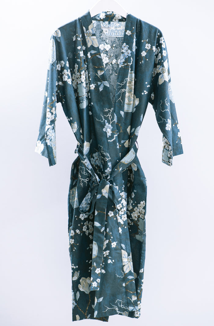 Ikebana Teal Housecoat