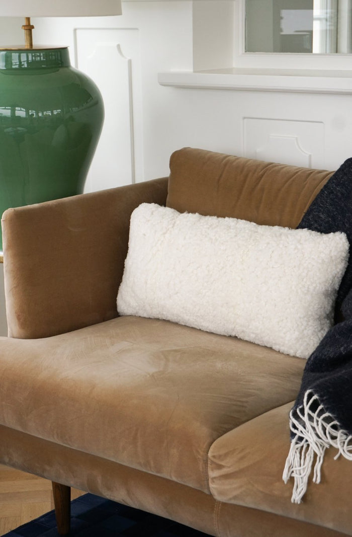 new zealand short curly wool cushion - ivory