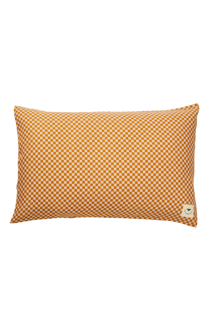 Tiny Checkers Tan Pillowcase - Set of 2