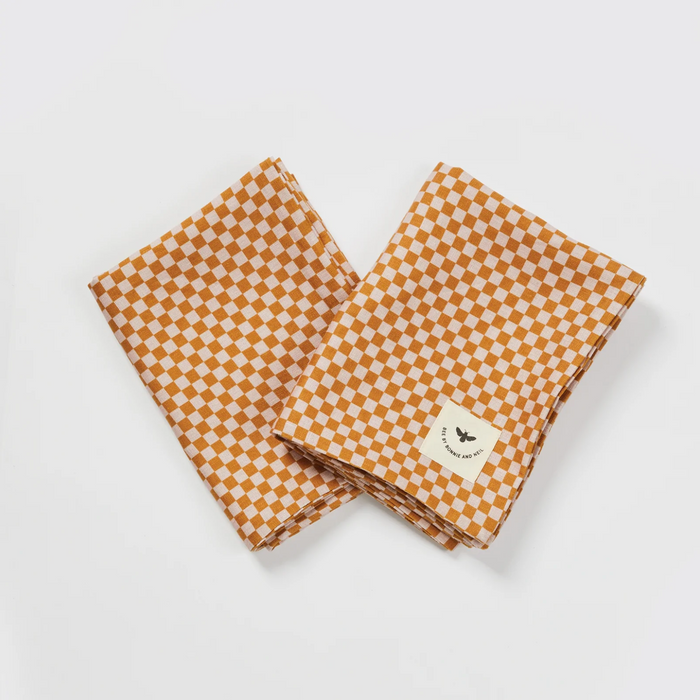 Tiny Checkers Tan Pillowcase - Set of 2