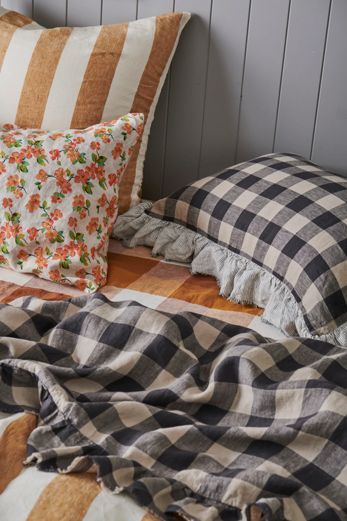 Licorice Gingham Ruffle Pillowcase - Set of 2