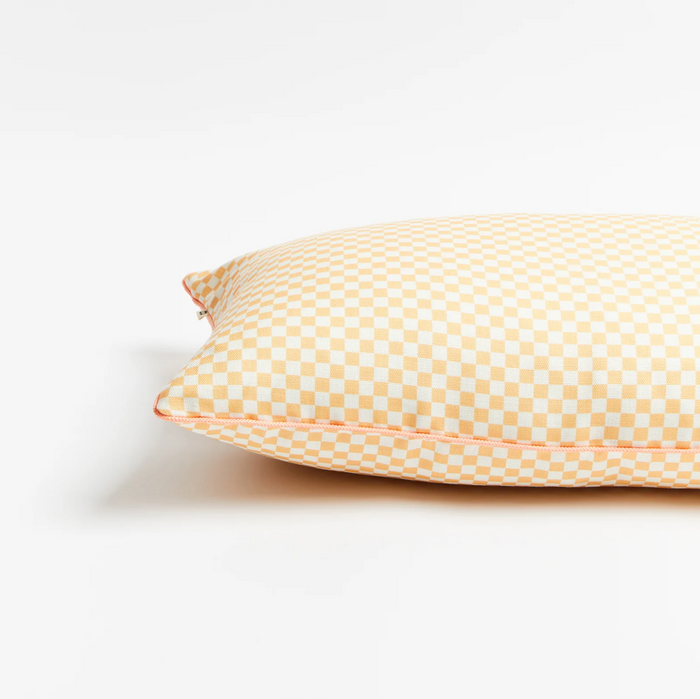 Tiny Checkers Peach Outdoor Cushion