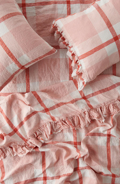 Floss Check Ruffle Pillowcase - Set of 2