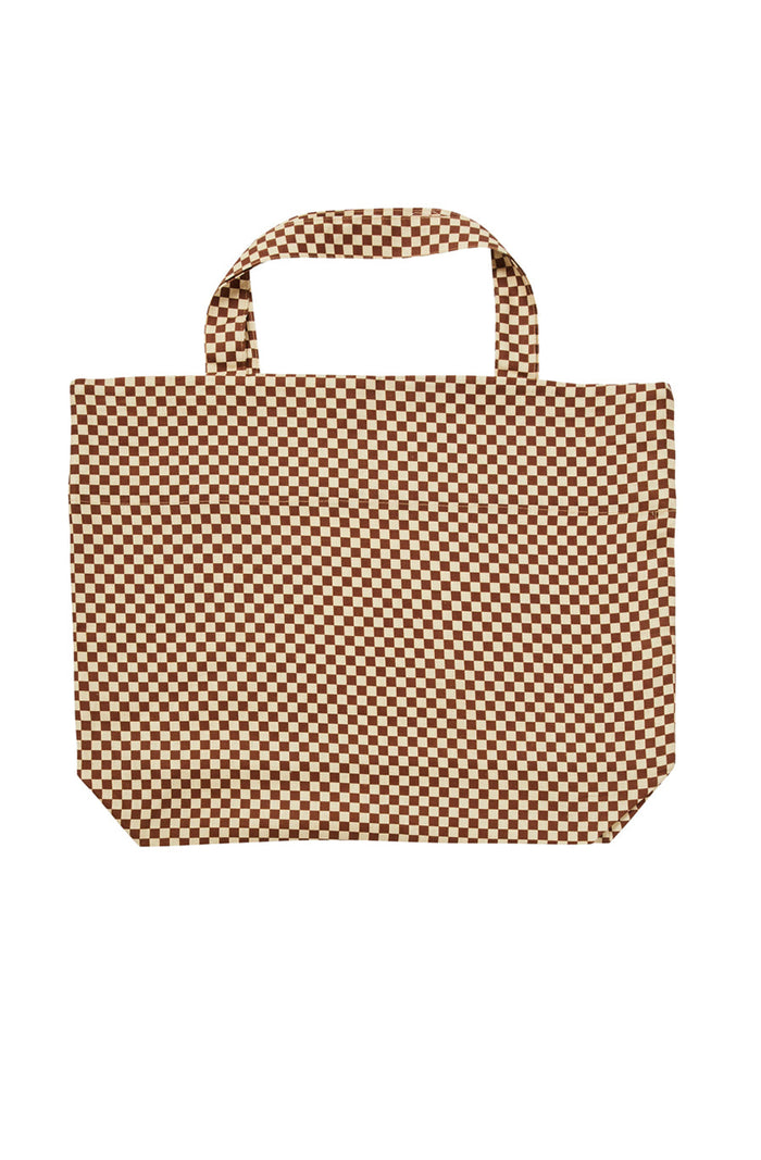 Tiny Checkers Cocoa Tote Bag
