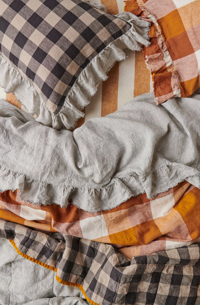 Licorice Gingham Ruffle Pillowcase - Set of 2