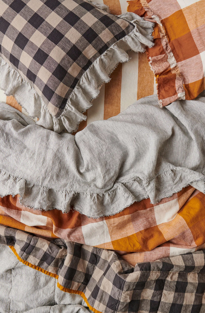 Licorice Gingham Ruffle Pillowcase - Set of 2