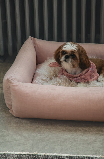 pink chambray pet beds