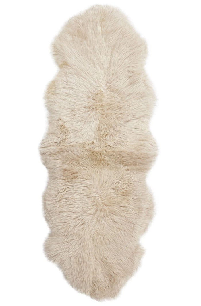 New Zealand Long Wool Sheepskin Rug - Linen - 2 Sheepskins