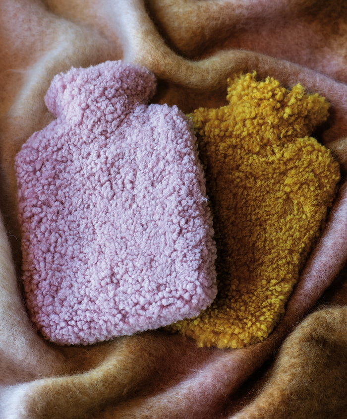 new zealand short wool hot water bottle - coral silver pink